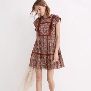 Madewell medium Flutter Sleeve Mini Dress In Cottage Garden